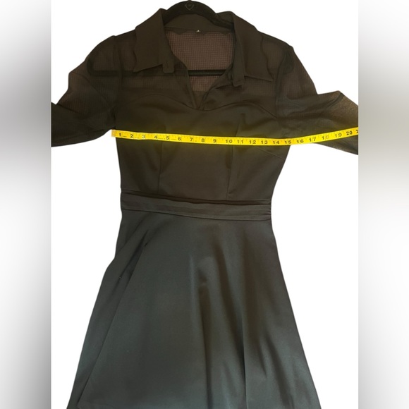 Gossamer BAT Dress Black Women's Long Sleeve Party Dress Midi Sweetheart - Picture 12 of 15